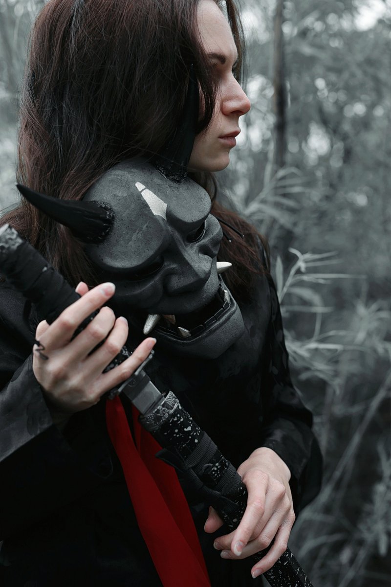 日本传统般若面具 - 墙贴/壁贴 - 树脂 黑色