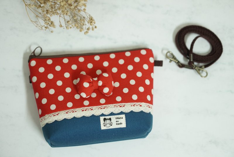 万用包 经典蝴蝶结款 点点全系列 - 侧背包/斜挎包 - 棉．麻 多色