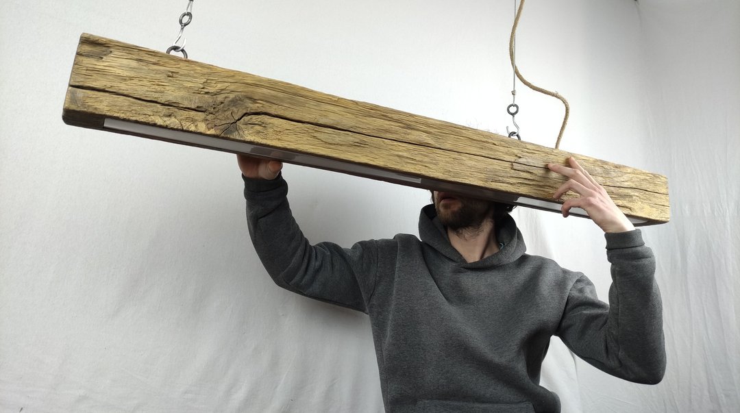 Linear pendant lights by name - Barton from old oak - 灯具/灯饰 - 木头 咖啡色