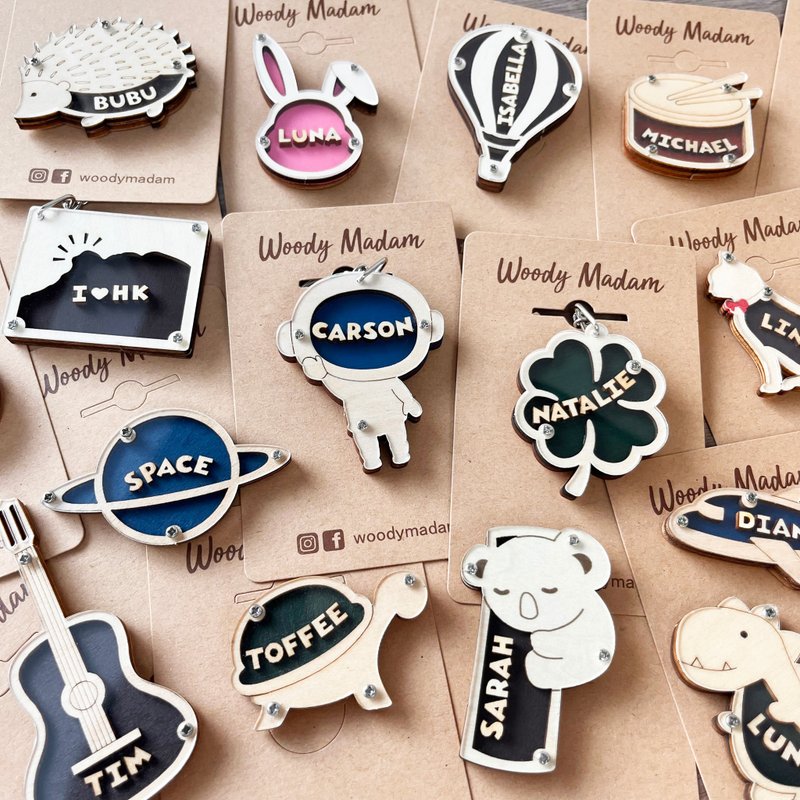 自订名字锁匙扣 定制化钥匙圈 生日纪念日礼物 - 钥匙链/钥匙包 - 木头 