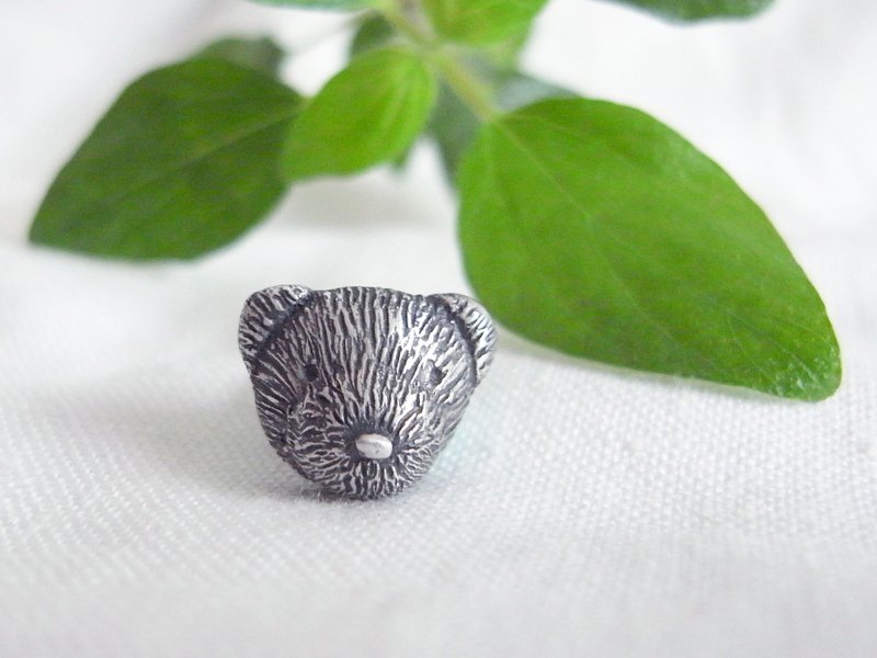 Teddy bear 泰迪熊 50号 | 纯银 耳针 耳环 | 1款是单1个喔 ! - 耳环/耳夹 - 纯银 银色