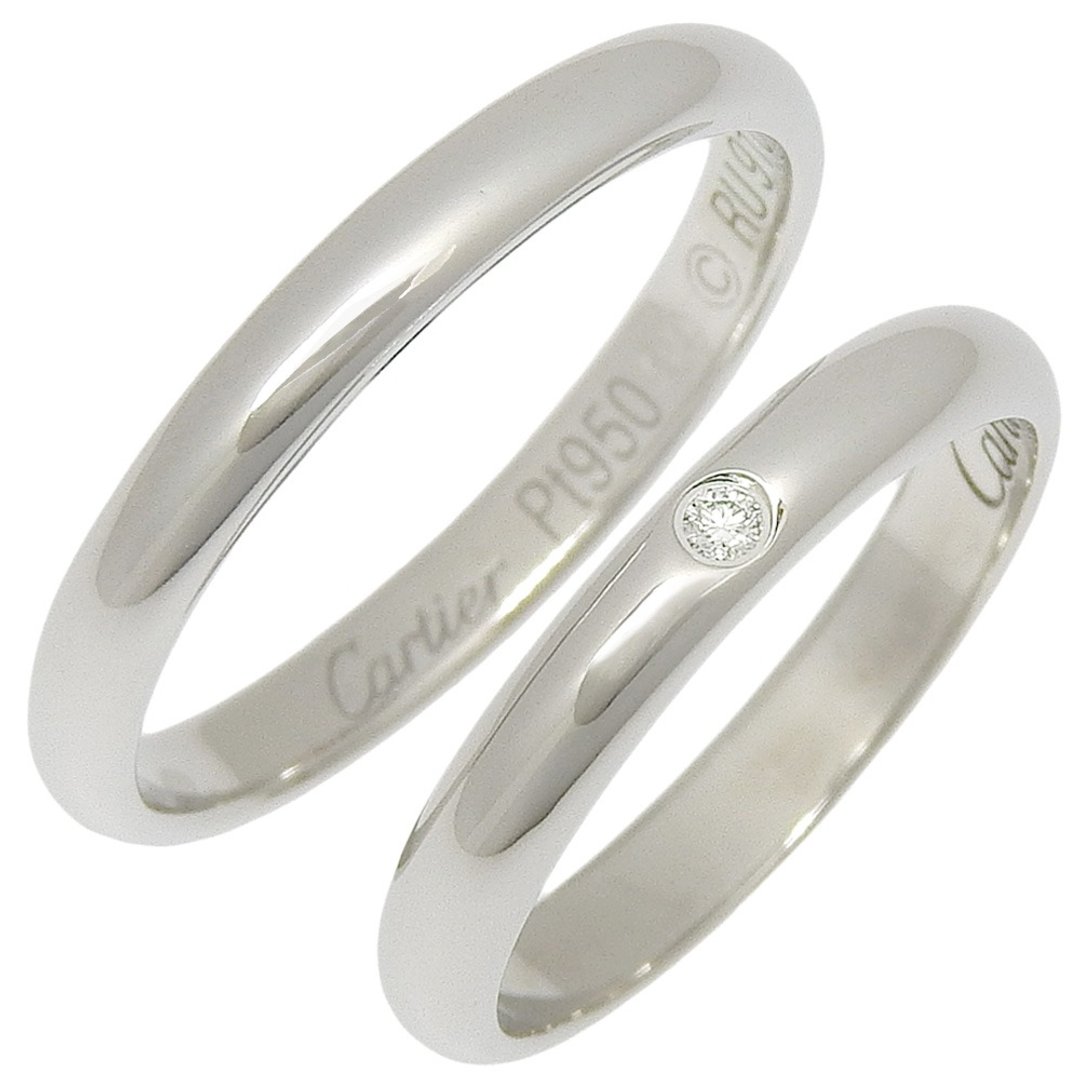 【日本直送】卡地亚 CARTIER 结婚对戒 9.5号 戒指 一对两只 1P钻石 B4057748 Pt950铂金【二手】 - 戒指 - 贵金属 银色
