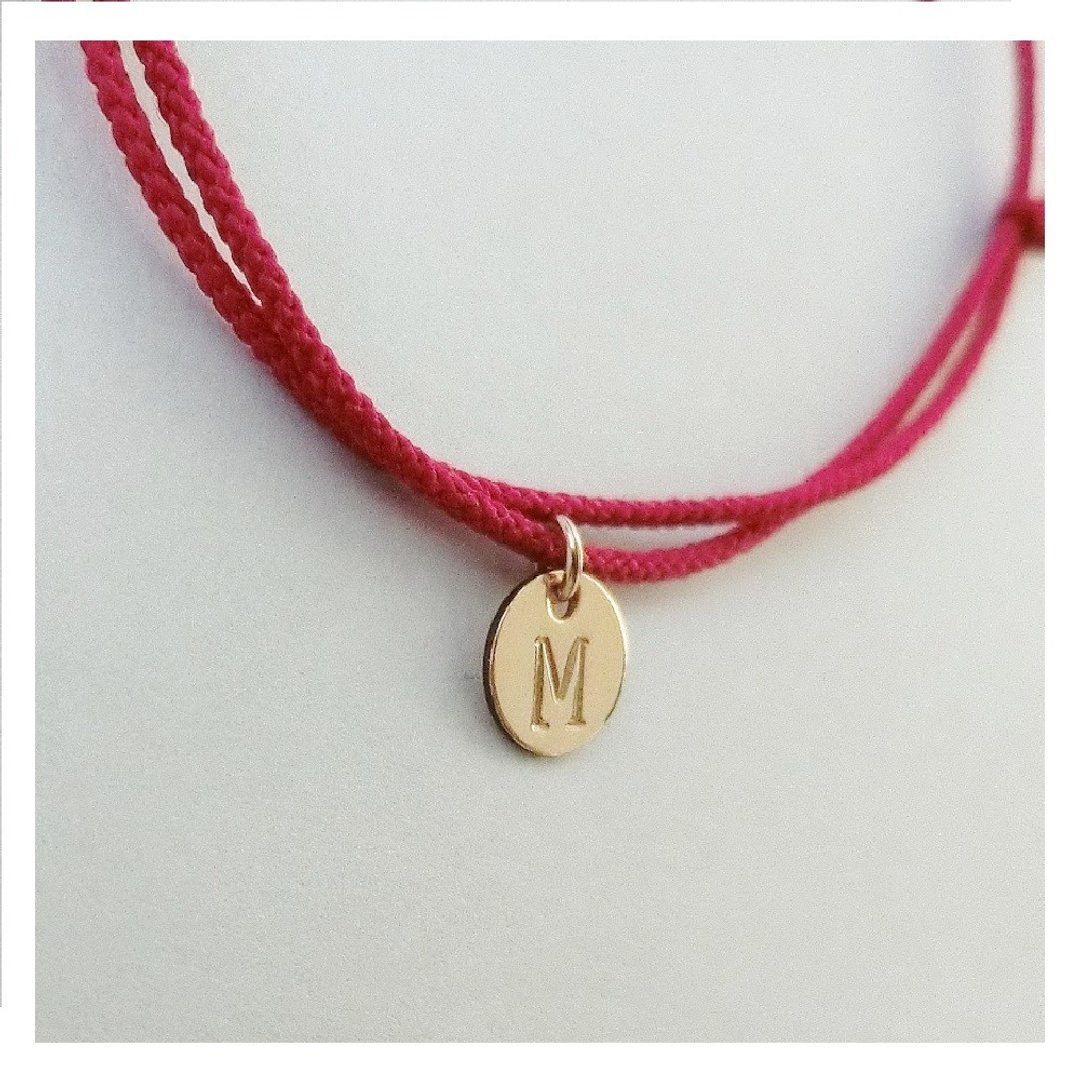 Initial plate cord bracelet - 手链/手环 - 其他金属 金色