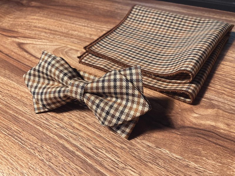 经典咖格纹 Premium系列领领结 Bow ties - 领带/领带夹 - 羊毛 咖啡色