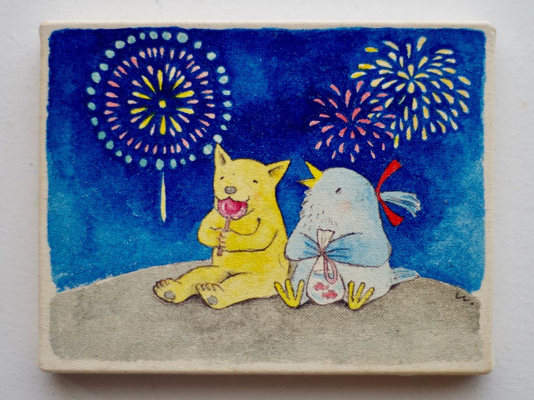 original painting   Fireworks - 画框/相框 - 棉．麻 蓝色