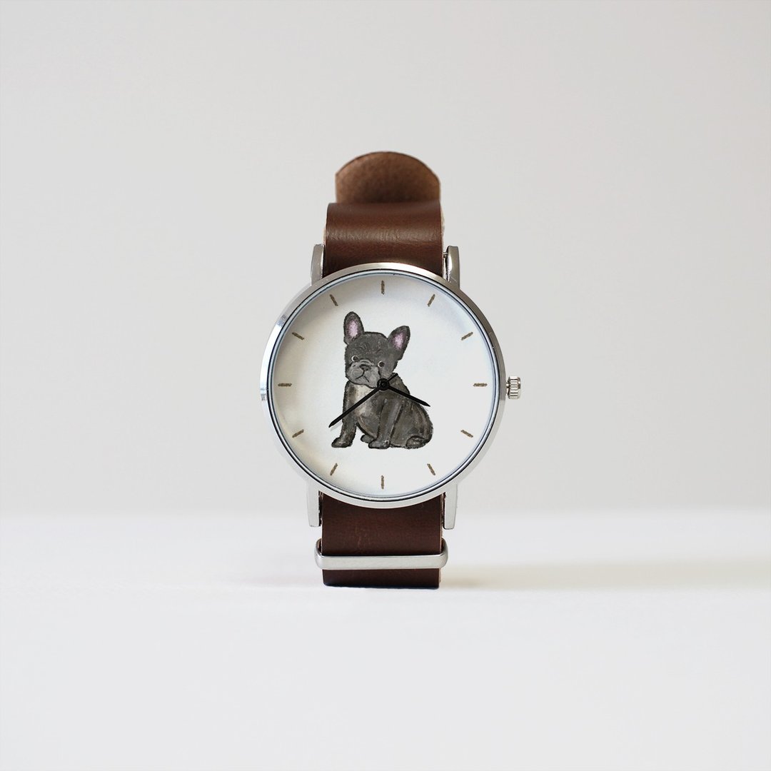 black french bulldog watch - 女表 - 其他金属 黑色