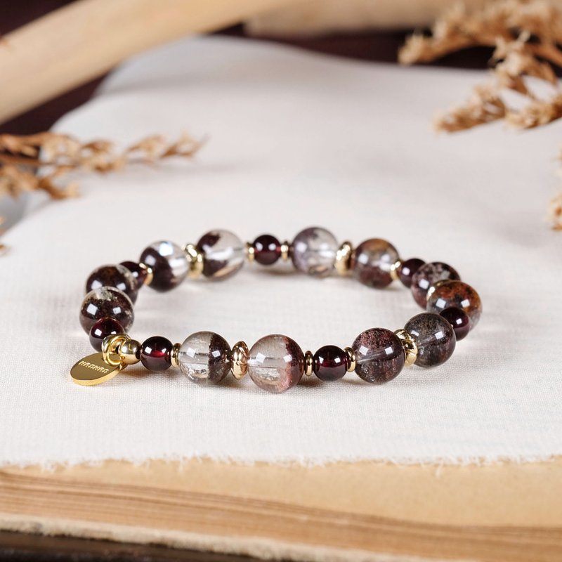 红幽灵 石榴石 手链 天然矿石水晶 - 手链/手环 - 水晶 红色