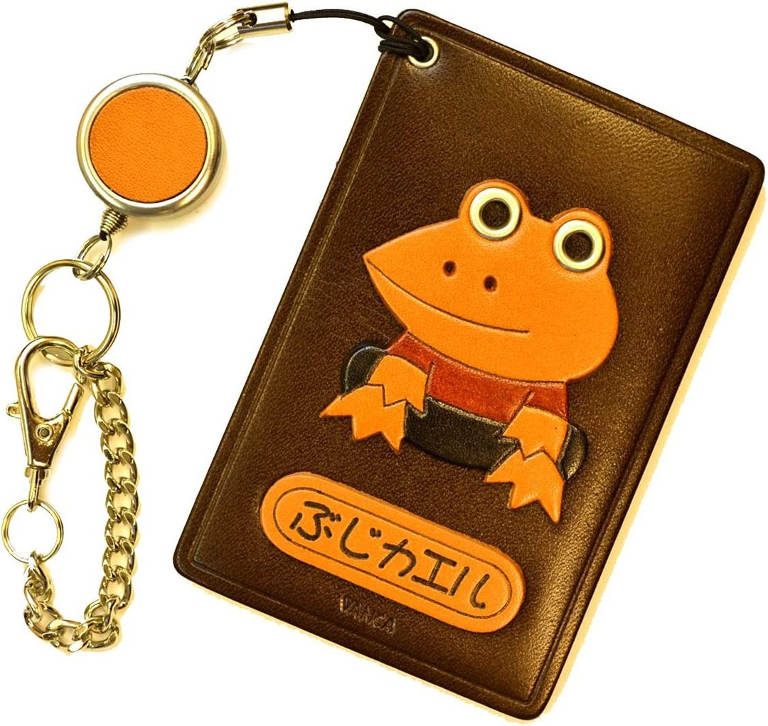GENUINE LEATHER FROG LEATHER COMMUTER PASS/PASSCARD HOLDER - 名片夹/名片盒 - 真皮 咖啡色