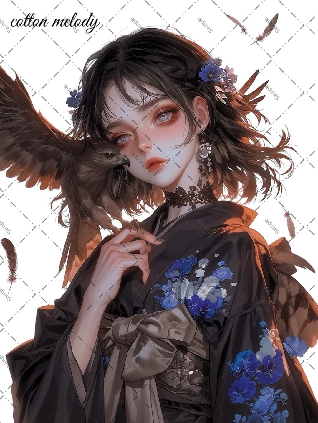 original sticker no.1687 人物贴纸 原创贴纸 人物贴纸 女孩贴纸 原创人物贴纸 - 贴纸 - 纸 