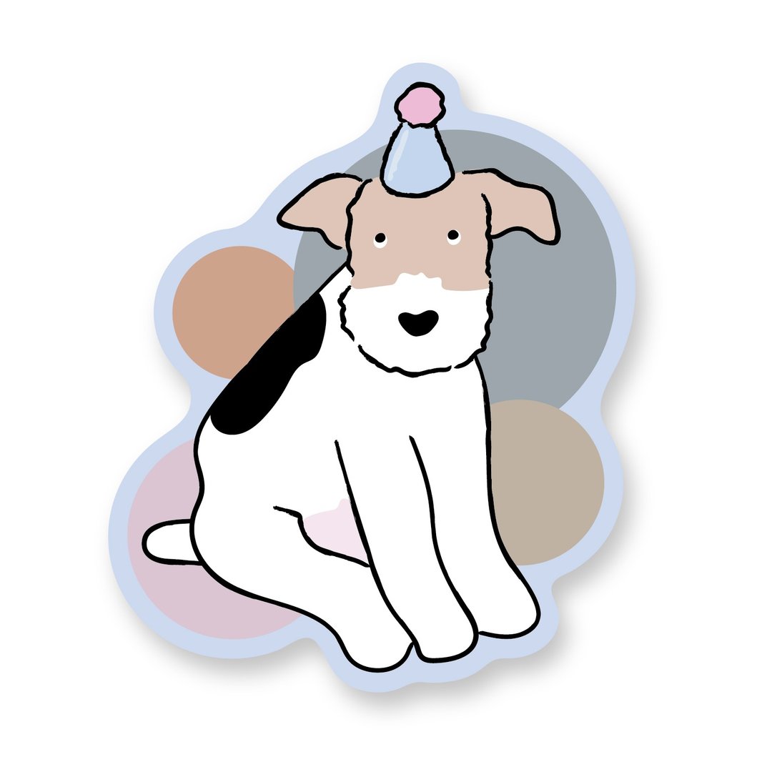 Wirefoxterrier 刚毛猎狐梗造型明信片－派对 - 卡片/明信片 - 纸 白色