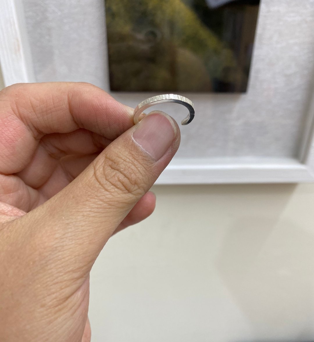 纯银质感纹理开放式戒指 - 戒指 - 纯银 银色