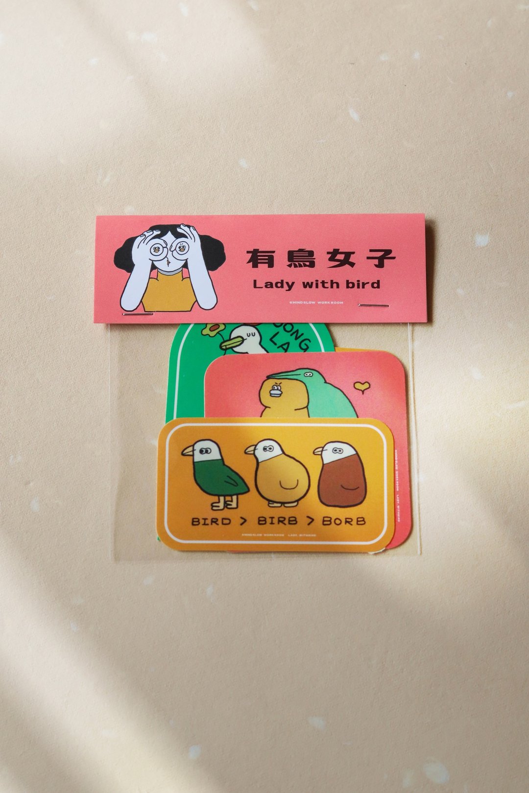 有鸟女子 贴纸组 - 贴纸 - 纸 橘色