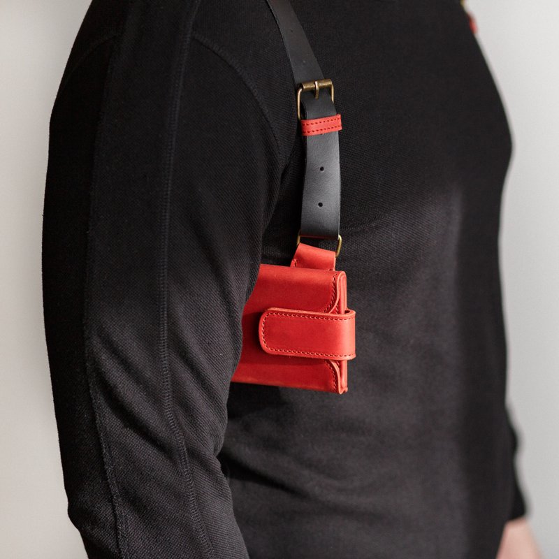 皮革手机壳 单肩皮套 包 皮革背带/蜡质皮革肩带 - 手机壳/手机套 - 真皮 红色