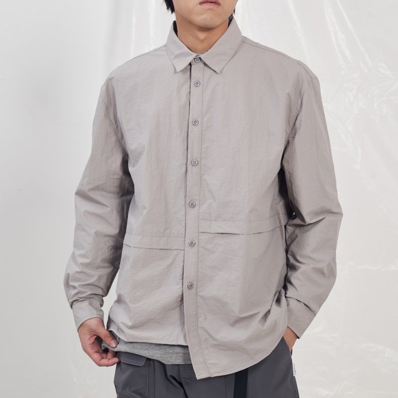 不对称衬衫 Irregular Shirt/工装款式/防泼水材质/ - 男装衬衫 - 棉．麻 灰色