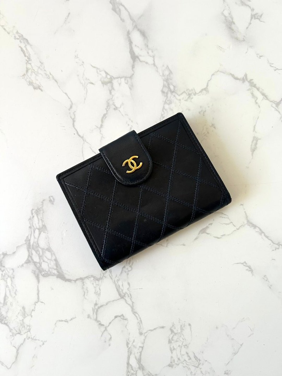 Chanel 黑色小羊皮革口金包 中夹 银包 短夹 皮革包 中古包 二手 - 皮夹/钱包 - 真皮 黑色