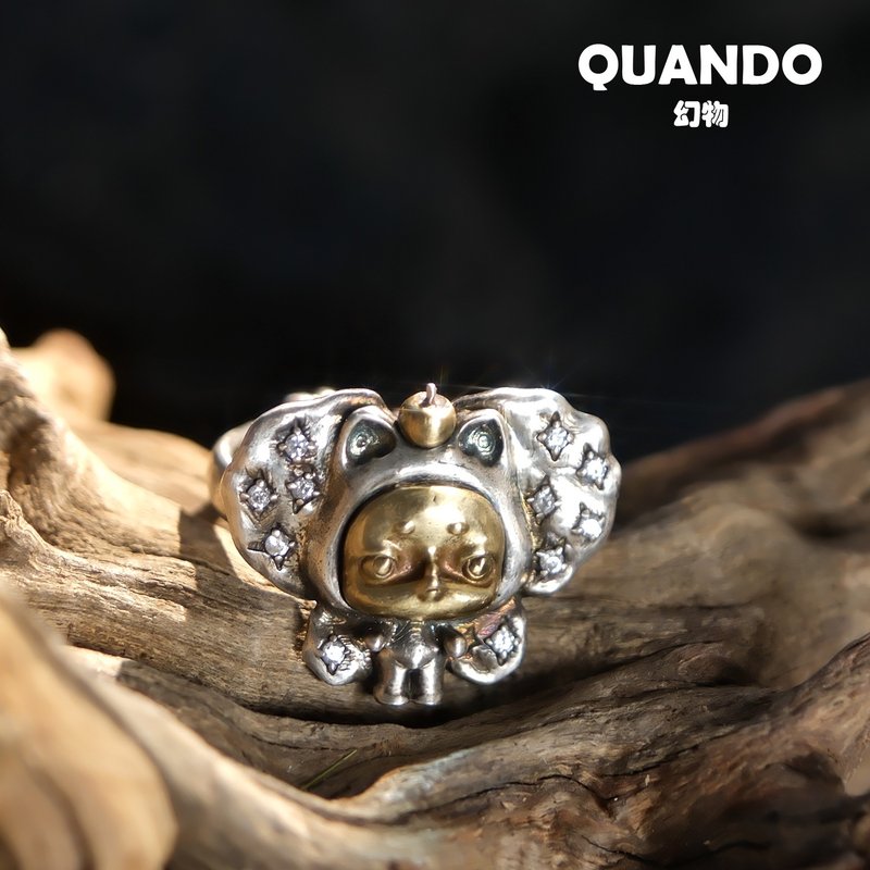 幻物蝴蝶猫戒指 - 戒指 - 纯银 