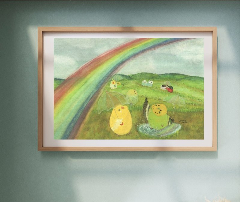 A4 雨后彩虹 长尾小鹦鹉 虎皮鹦鹉 麻雀 小型雀 - 海报/装饰画/版画 - 纸 多色