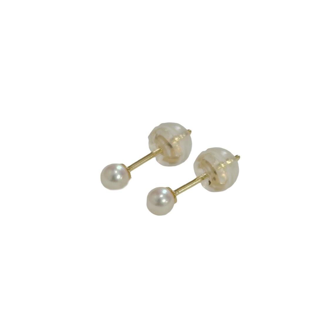 单颗珍珠耳环 2.5-3mm 婴儿珍珠 阿古屋珍珠 日本制 - 耳环/耳夹 - 珍珠 白色