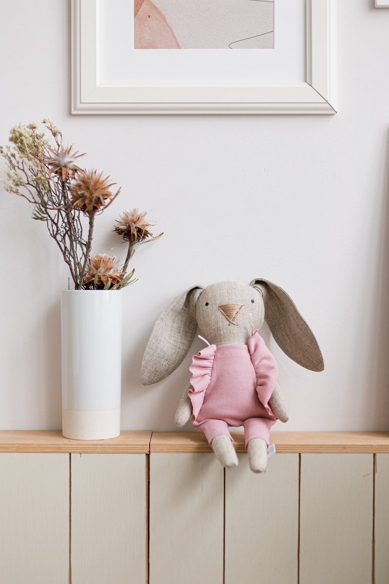Stuffed bunny plush toys for baby girl, Heirloom baby dolls, Neutral toys - 玩具/玩偶 - 环保材料 灰色