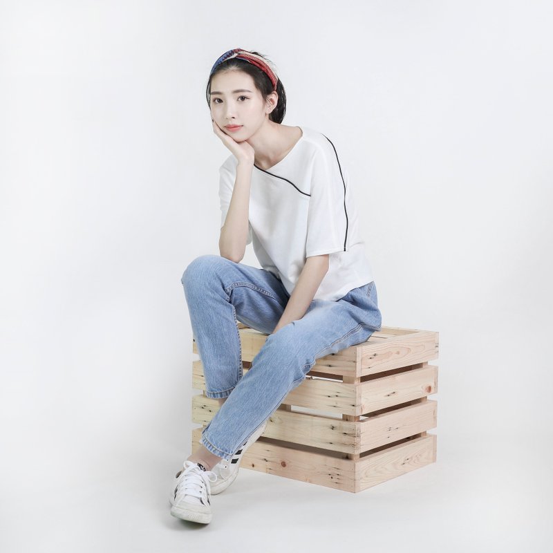 Locus 轨迹出芽不对称上衣_8SF002_白 - 女装上衣 - 棉．麻 白色