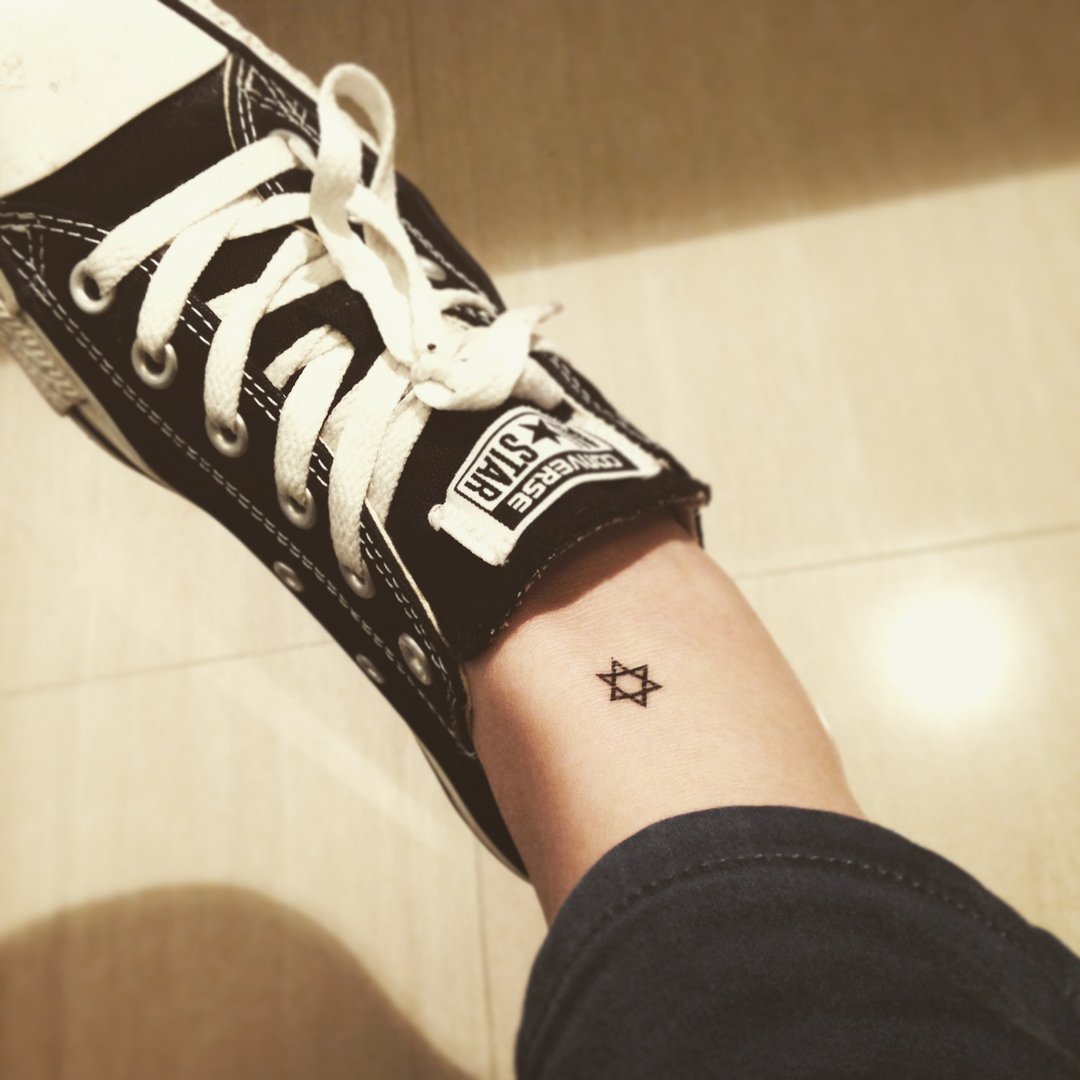 OhMyTat 小大卫之星 Small Star of David 刺青图案纹身贴纸(4张) - 纹身贴 - 纸 黑色