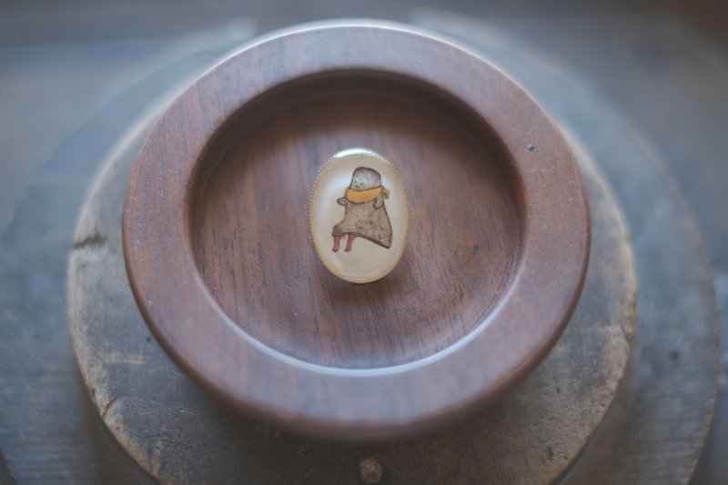 胸针 坐姿小幽灵 - 胸针 - 树脂 灰色