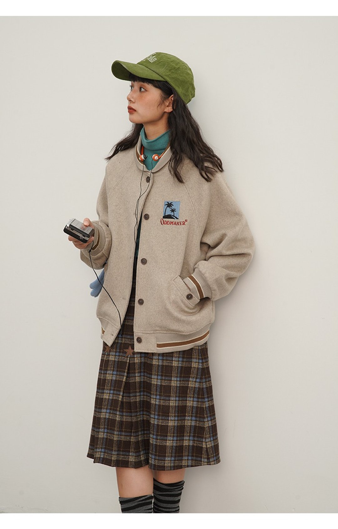 oddmaker复古棒球服女冬季原创设计感日系小个子宽松休闲长袖外套 - 女装上衣 - 羊毛 