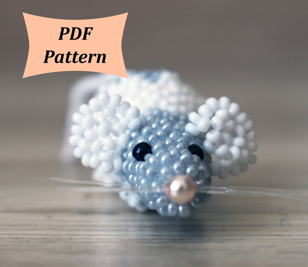 Bead tutorial rat. Easy pony bead patterns. Beaded animal mouse. 3d bead animals - Logo 设计/图案设计 - 其他材质 
