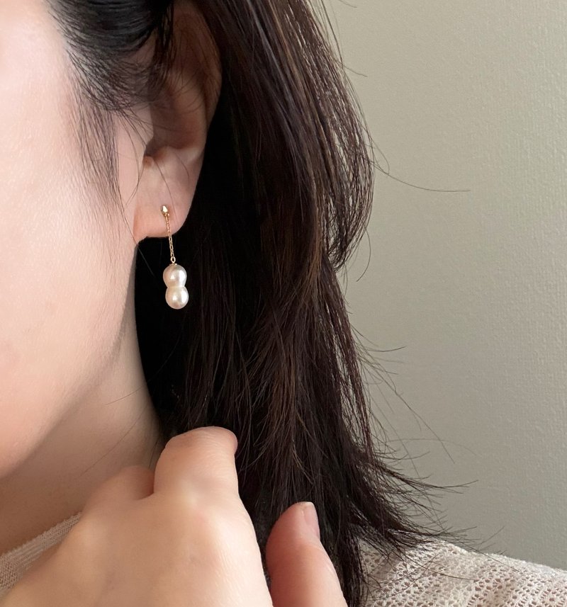 K18 双生珍珠 耳环  Akoya 珍珠 珍珠耳环 Akoya 珍珠 日本珍珠 pearl earrings 珍珠耳环 珍珠耳环 진주귀걸이 - 耳环/耳夹 - 珍珠 