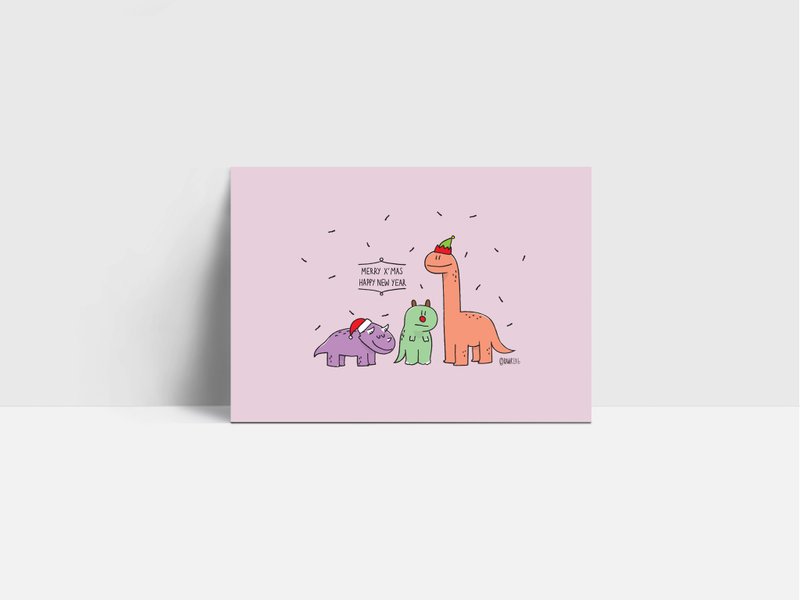 圣诞贺卡新年 - 卡片/明信片 - 纸 粉红色