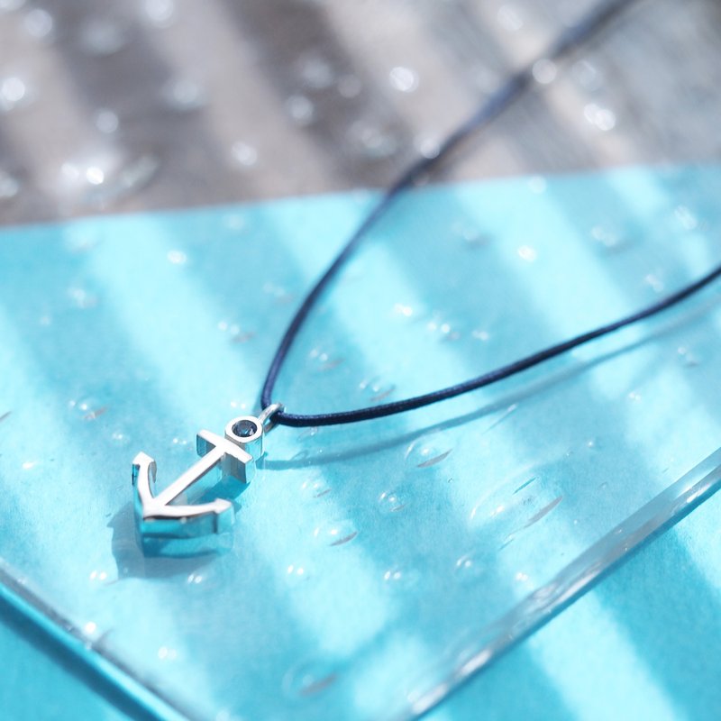 Aquamarine Ikari Men's Cord Necklace Silver 925 - 项链 - 其他金属 蓝色