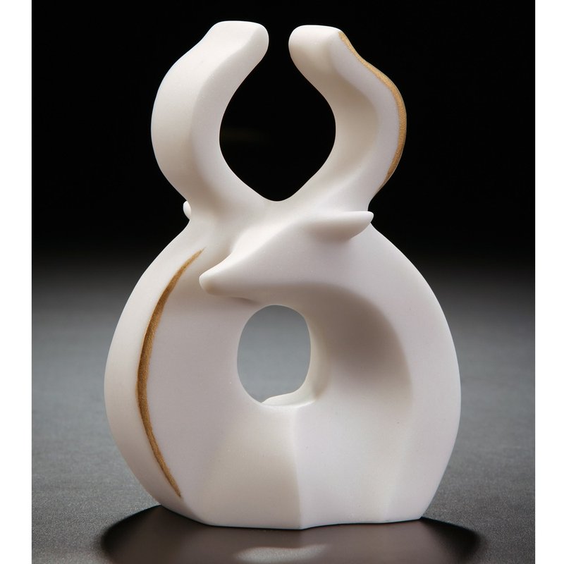 【好事成双系列-福鹿万代】筌美术_成双成对 鹿 造型石雕 - 摆饰 - 石头 白色