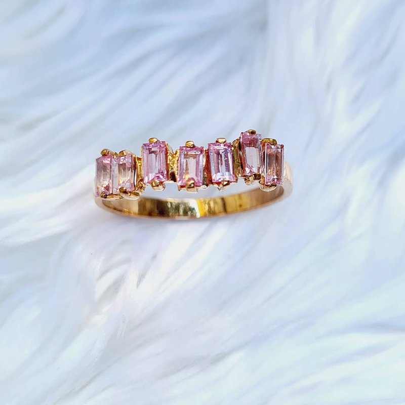 天然加热粉红色蓝宝石925银镀玫瑰金戒指 - 戒指 - 宝石 粉红色