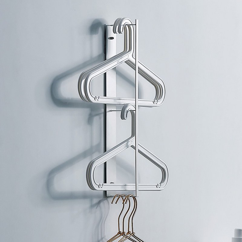 日本霜山 万用免钻墙面/侧面衣架收纳金属挂架-白 - 收纳用品 - 其他金属 白色