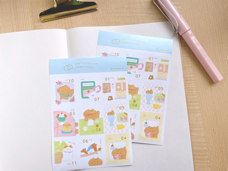 What a Lovely Day. / 邮票造型贴纸 - 贴纸 - 纸 蓝色