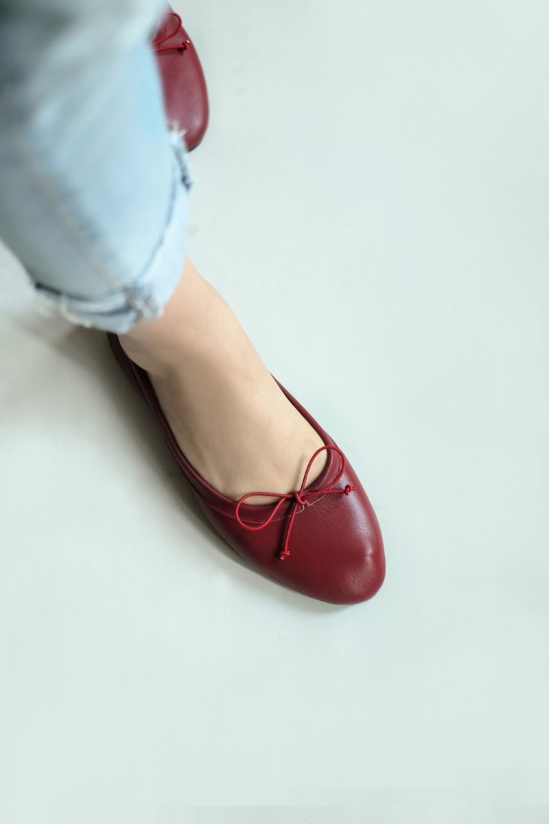 Gloves Ballet (酒红) Dark Red | WL - 芭蕾鞋/娃娃鞋 - 真皮 红色
