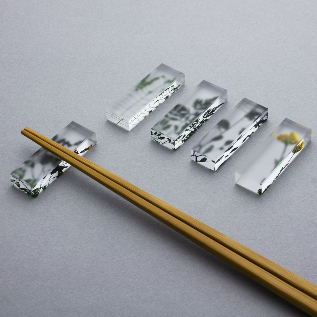 Pressed flower craft set of 5 a - 筷子/筷架 - 压克力 绿色