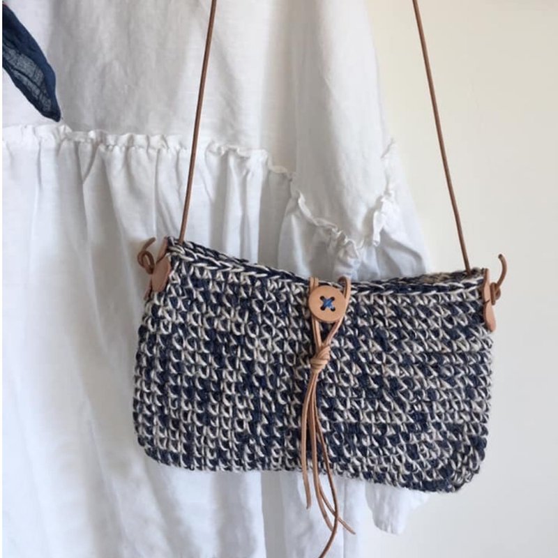 散步包-小蓝 - 侧背包/斜挎包 - 棉．麻 蓝色