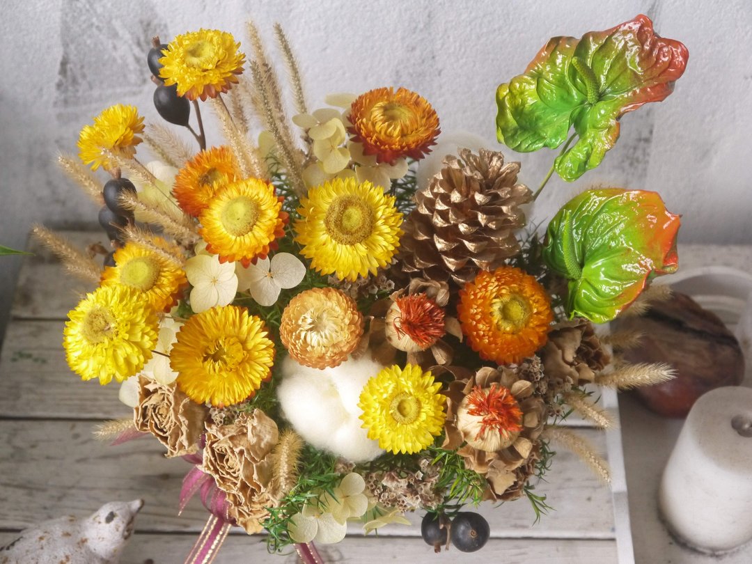 郁金香叶.阳光黄色系.开幕生日干燥花首选. - 干燥花/捧花 - 植物．花 黄色