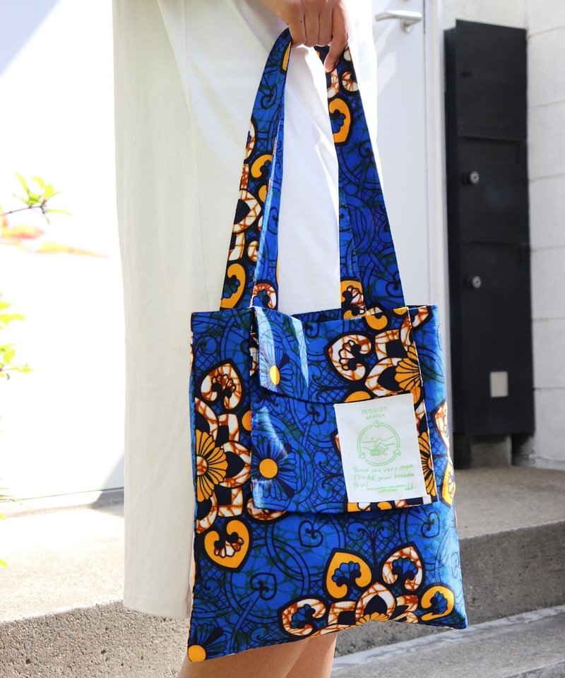 AFRICAN POCKET TOTE BAG 150/COSTUS SPECTABILLIS - 手提包/手提袋 - 聚酯纤维 蓝色