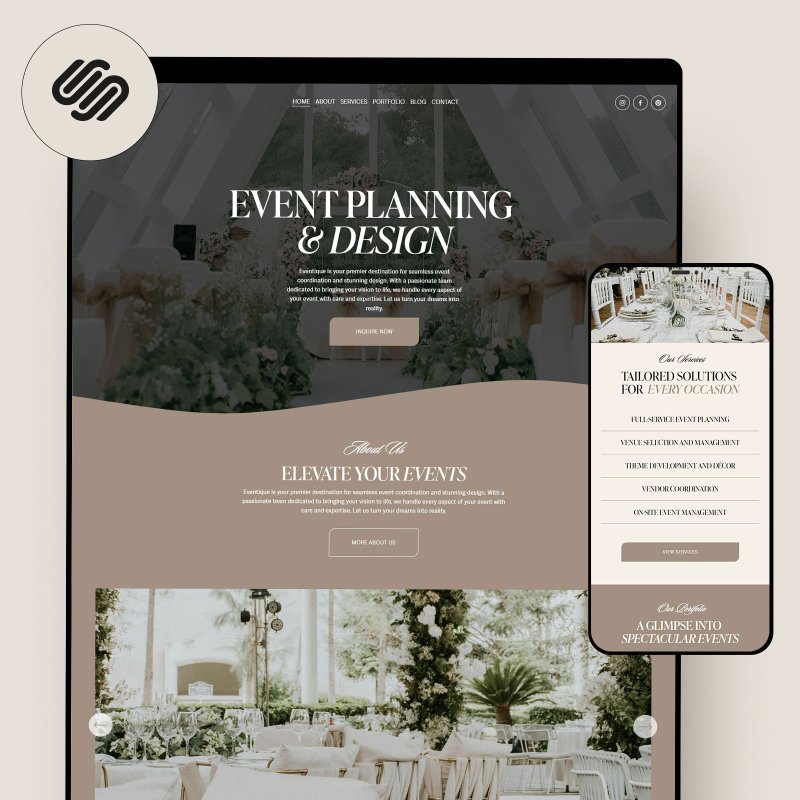 活动规划 Squarespace 网站模板，婚礼规划模板 - 图文模板设计 - 其他材质 