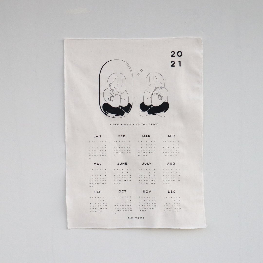 FABRIC CALENDAR - I ENJOY WATCHING YOU GROW NO.2 - 年历/台历 - 棉．麻 黑色