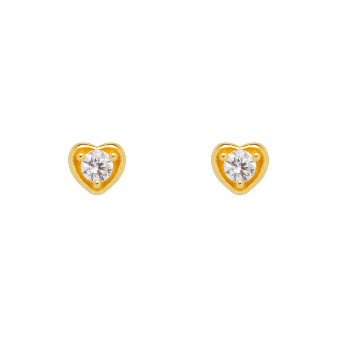 藏宝箱金饰 9999 黄金纯金 钻石 爱心 耳针 耳环 - 耳环/耳夹 - 24k 金 金色