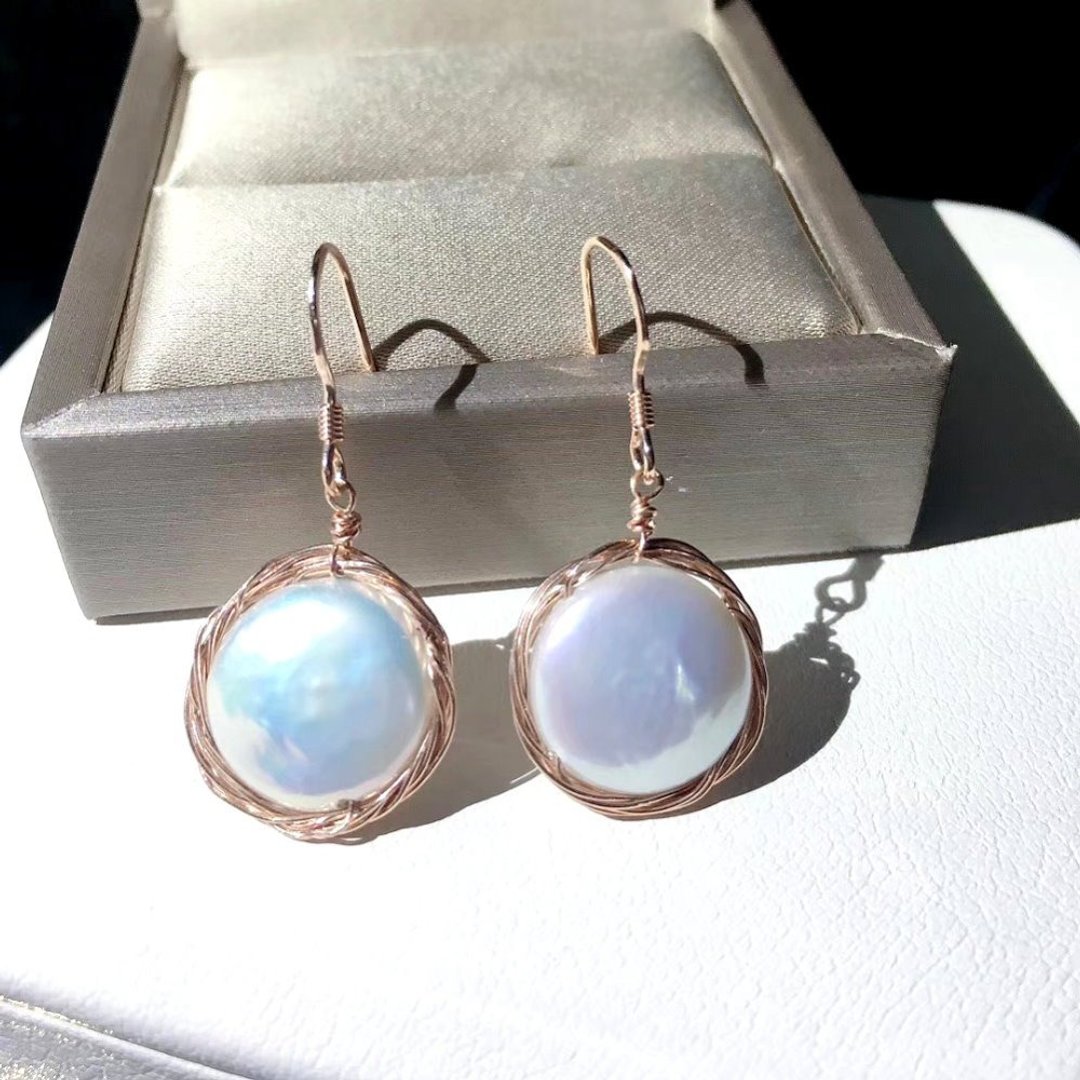 I JEWELRY 宫廷巴洛克风顶级锆石淡水珍珠流苏垂坠纯银耳环 深蓝 - 耳环/耳夹 - 纯银 银色