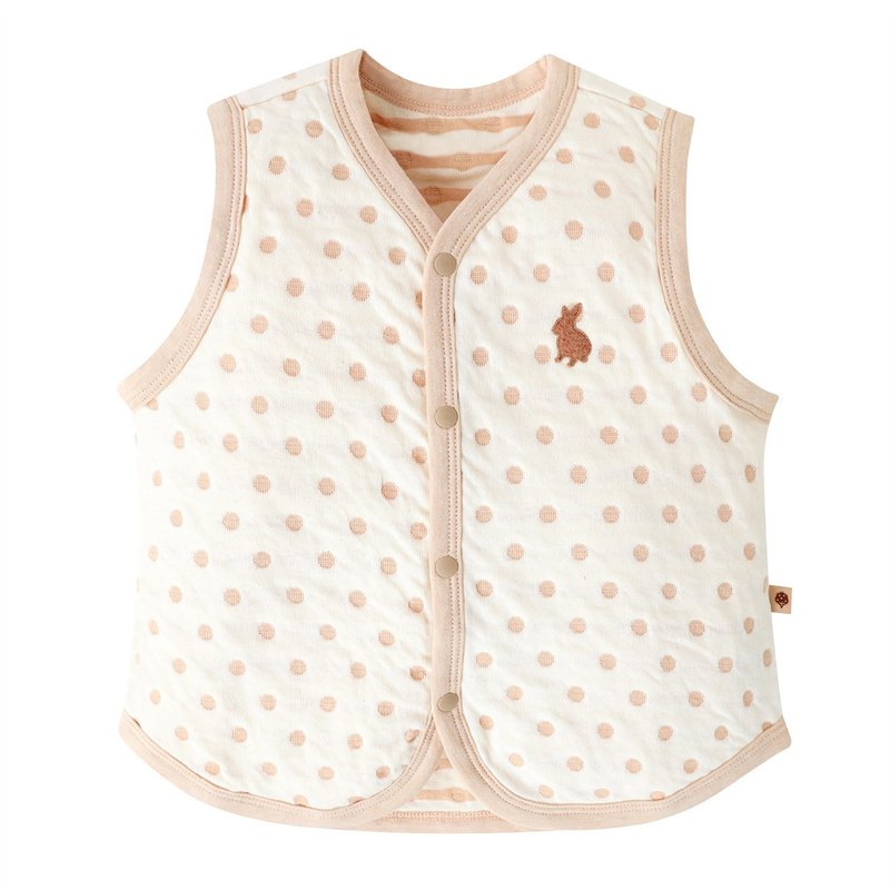 【SISSO有机棉】奶茶QQ兔二重织空气棉小背心 - 童装外套 - 棉．麻 白色