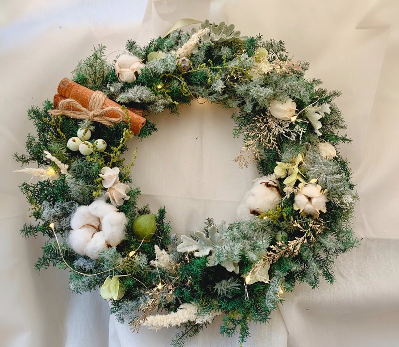 不凋雪松圣诞花圈  圣诞花圈 雪松花圈 交换礼物 - 干燥花/捧花 - 植物．花 绿色