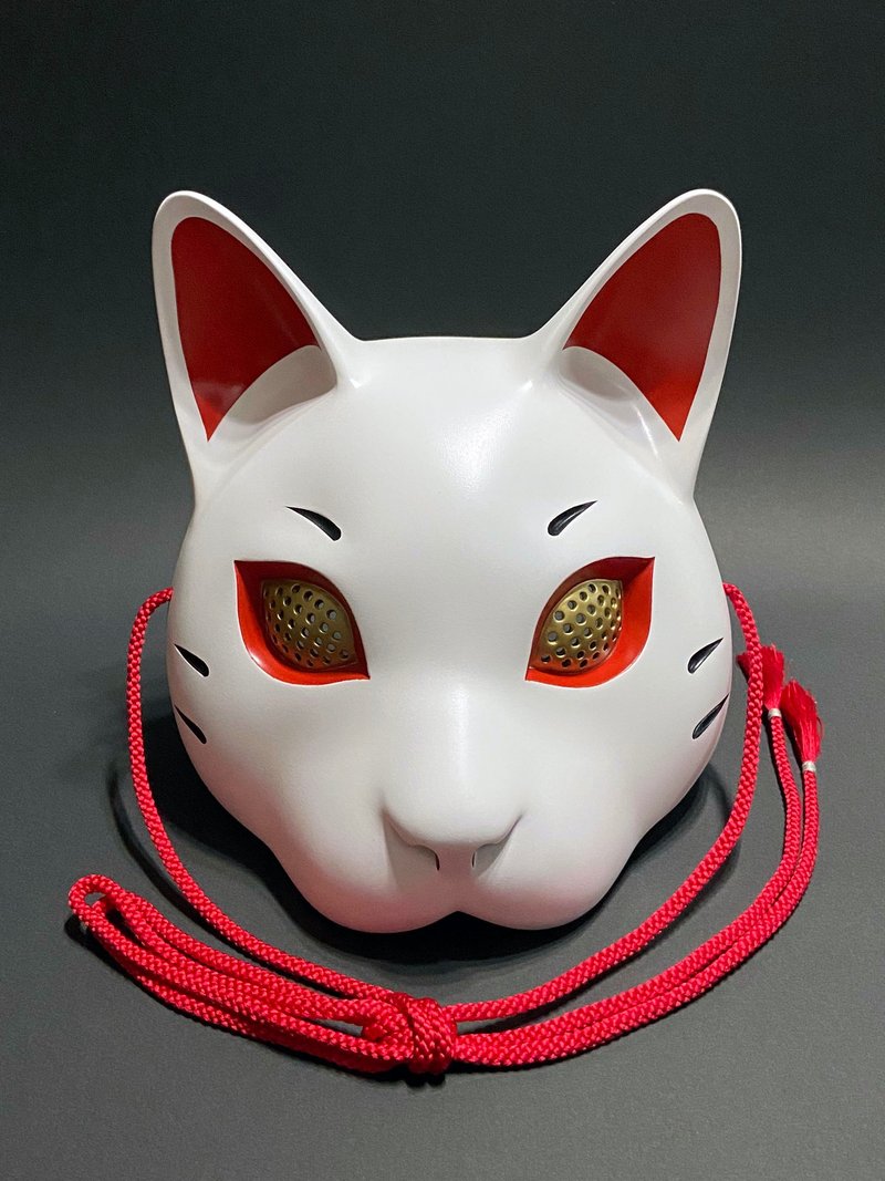 猫面具白x红 - 眼罩 - 塑料 白色