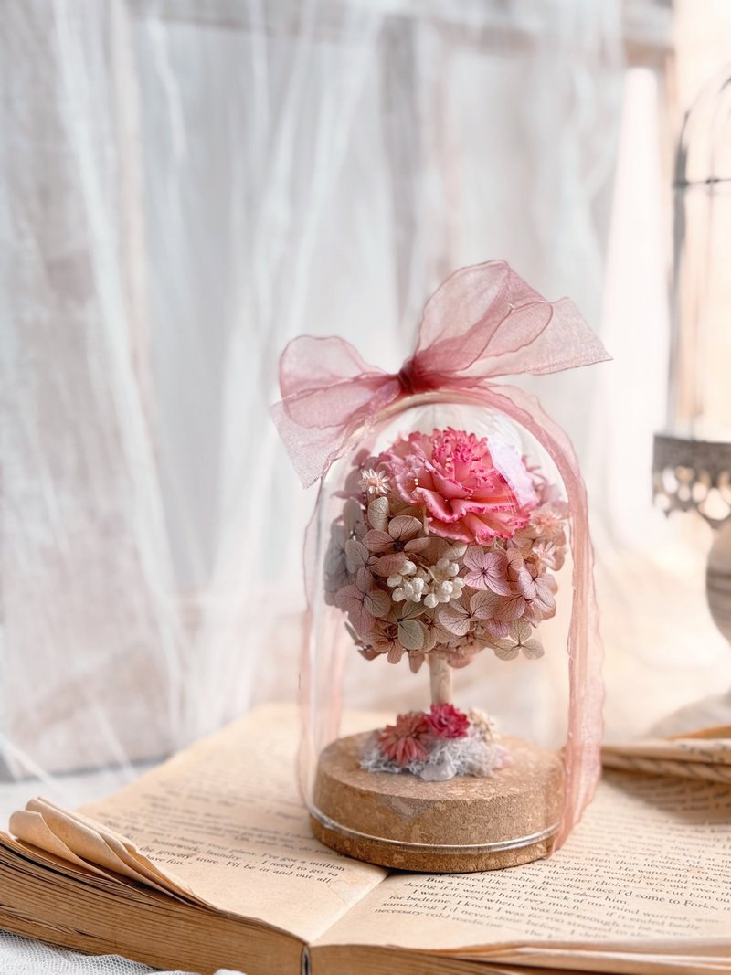现货 康乃馨玻璃罩花盅 永生花 干燥花 不凋花 母亲节礼物 扩香 - 干燥花/捧花 - 植物．花 粉红色