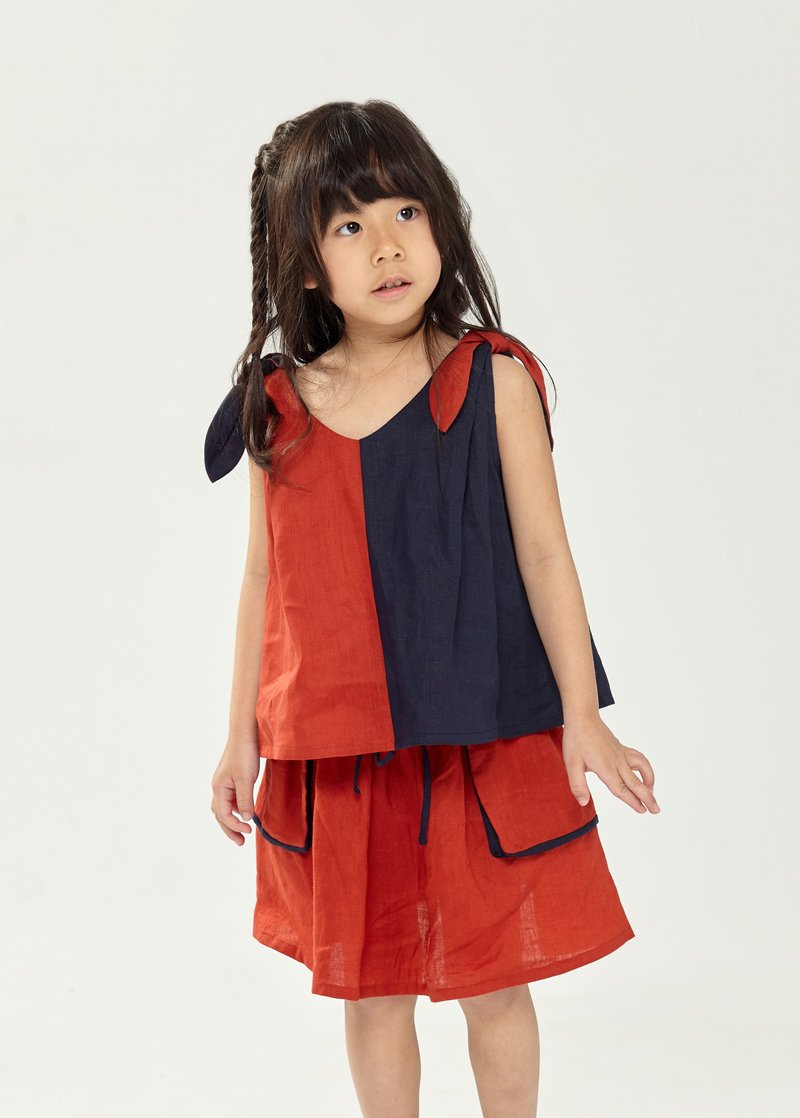Ángeles-尾蝶无袖配色上衣(2色) - 童装上衣 - 棉．麻 