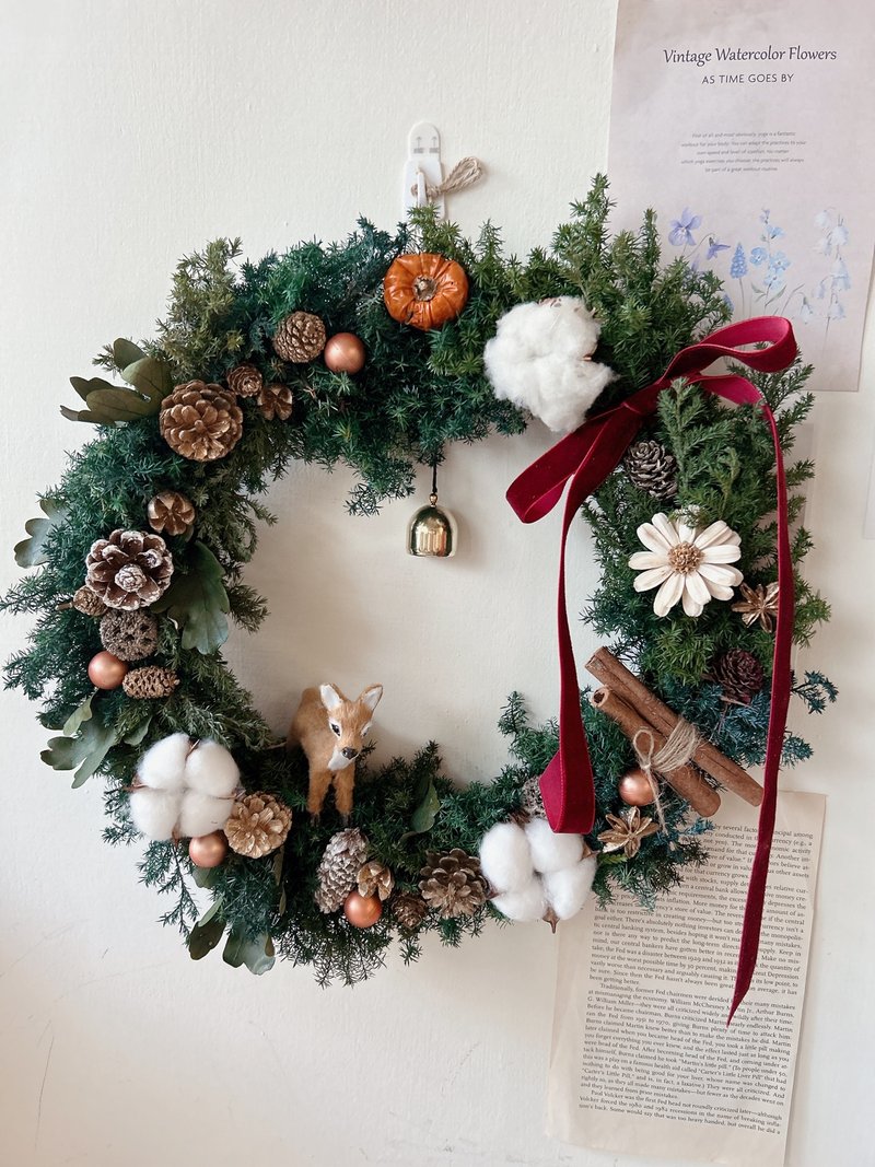 不凋雪松圣诞花圈 - 干燥花/捧花 - 植物．花 多色